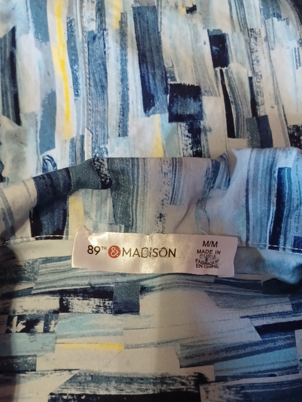 89th&Madison Short Sleeve Faux Wrap Midi Dress Pockets Sz M Elastic Waist Blue - Picture 2 of 15